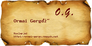 Ormai Gergő névjegykártya